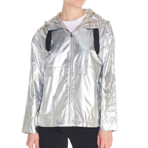 Maje Jackets & Blazers - MAJE BOOMER METALLIC WINDBREAKER JACKET IN MULTI 38
